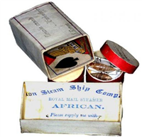Shell boxes. Made by Dr Elliott from 1876 to 1878 to house his collection of shells. These boxes are made from playing and order cards supplied on the Royal Mail steam ship 'African'.